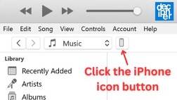iPhone icon in iTunes for opening the iPhone summary and sync screens.