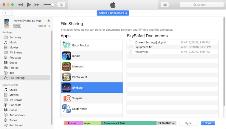 iTunes File Sharing