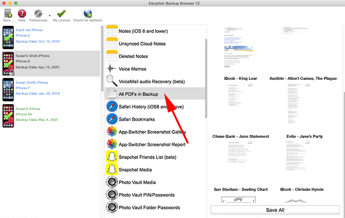 Save and recover PDF files from any iPhone or iPad backup with Decipher Backup Browser