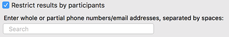Restrict search results by participants in Decipher TextMessage.